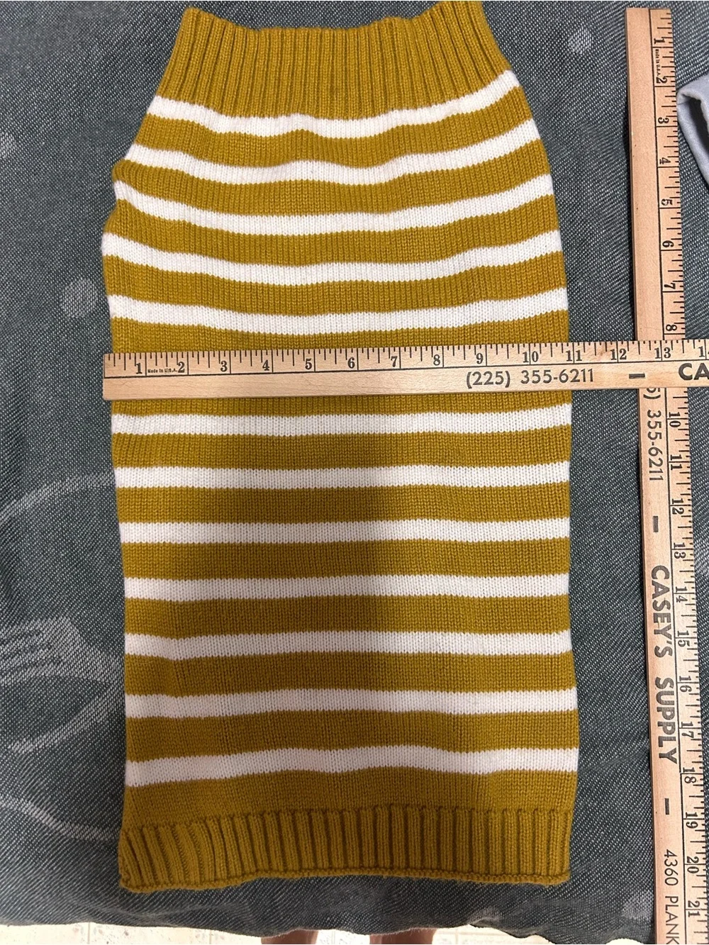 Striped Mustard & White Knit Dog Sweater - Unbranded size medium